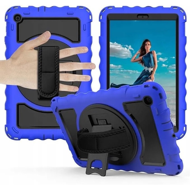 iPad 10.2 tok stylus tartóval és forgóállvánnyal, kék