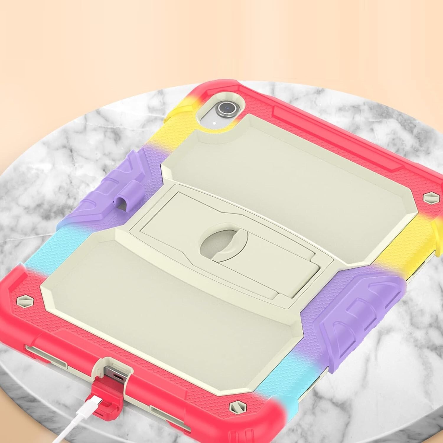 Etui pentru tableta, iPad Pro 11 si Air 4/5, 10.9 inch, colorat, trei straturi, suport