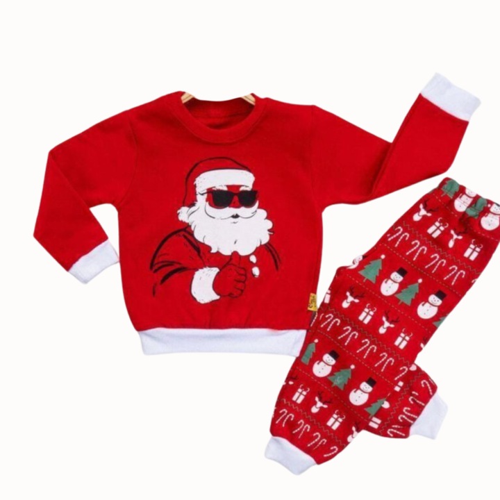 Trening Mos Craciun rosu, copil, 1-2 ani, bumbac, unisex