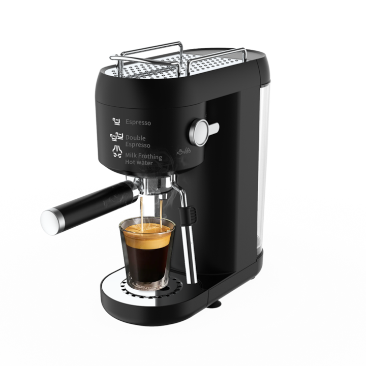 Ръчна машина за еспресо 3 в 1, капсули Nespresso/смляно кафе/кафе шушулки, пара/топла вода, персонализиран обем вода, бързо загряване за 15 секунди, подвижен резервоар за вода 1L, 1400W, черен