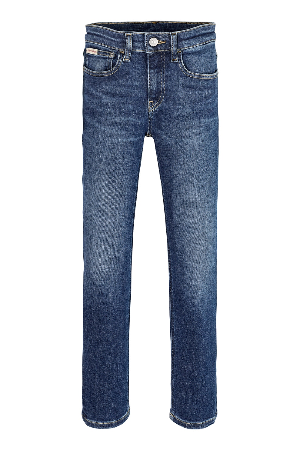 CALVIN KLEIN, Blugi skinny cu talie medie, Albastru inchis, 164 CM