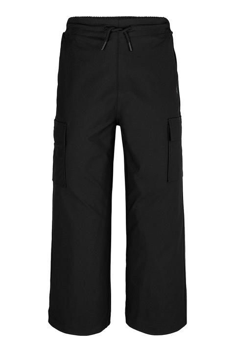 CALVIN KLEIN, Bő szárú húzózsinóros cargo nadrág, Fekete