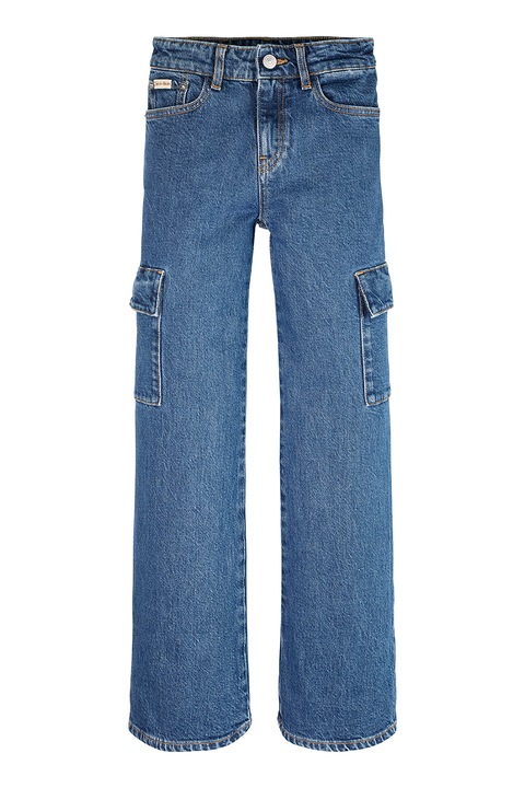 CALVIN KLEIN, Bő szárú cargo farmernadrág, Sötétkék