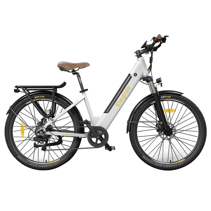 Eleglide T1 Step-Thru elektromos kerékpár, 250 W, 27,5", 7 sebesség, fehér, 120 kg maximális teherbírás