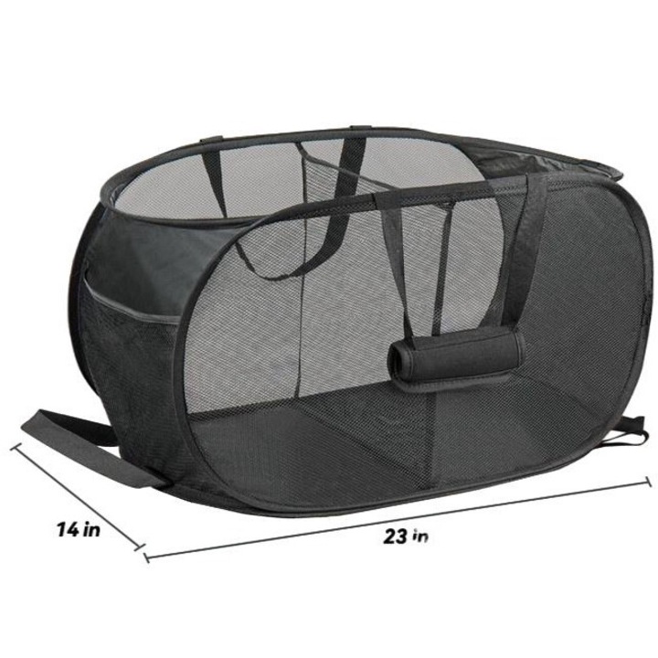 Комплект от 2 сгъваеми коша за пране, изработени от мрежа, голям капацитет, 58x36x36 см, черни