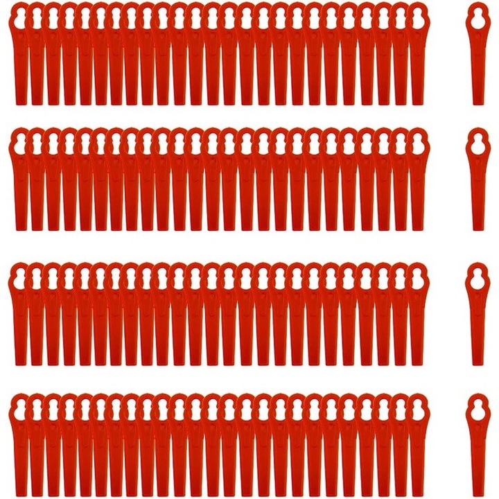 Set 50 lame de schimb pentru trimmer, 83mm, 12x7mm, plastic, rosu