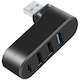 Hub USB Extern, SINBINTA, Splitter, Mufa Rotativa 180 Grade, USB 3.0, 2.0 si type c, Viteza transfer 5gbps, Cu led indicator, Plug and play, Portabil, Compatibil laptop, macbook, pc, ABS, 61x20x42mm, Negru