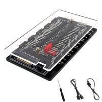 Hub Controler ARGB, SINBINTA, Fan Hub PWM Pentru Interfata Placa de Baza Extinsa, 5-12V, 3pin/4pin, Alimentat SATA, Backplane magnetice, 20 porturi, Suporta pana la 10 fani, Acril, 9.5x5.5x1.5cm, Cablu 50cm, Negru