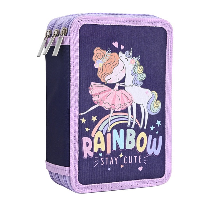 Penar Multifunctional, SINBINTA, Penar cu 48 de Sloturi Stilouri, Organizator cu 3 straturi, Capacitate mare, Usor de curatat, Portabila, Pentru adolescenti Baieti baieti fete elevi de scoala, Oxford, 22x15x6.5cm, Violet
