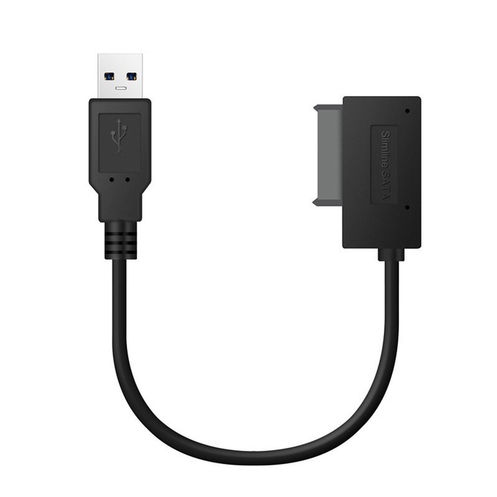 Адаптер USB 2.0 към SATA, SINBINTA, Plug and play, 30 см, Супер скорост 480 Mb/s, Независим захранващ порт, Малък размер и лесен за носене, За 2,5-инчов лаптоп CD/DVD оптично устройство, Пластмаса, Черен