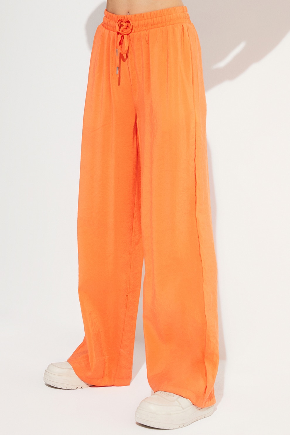 June, Pantaloni din amestec de modal cu snur, Portocaliu, 40 - eMAG.ro