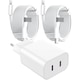 Incarcator rapid 20W pentru iPhone, 2 porturi USB-C, cabluri USB-C 2M, compatibil cu iPhone 14/13/12/11