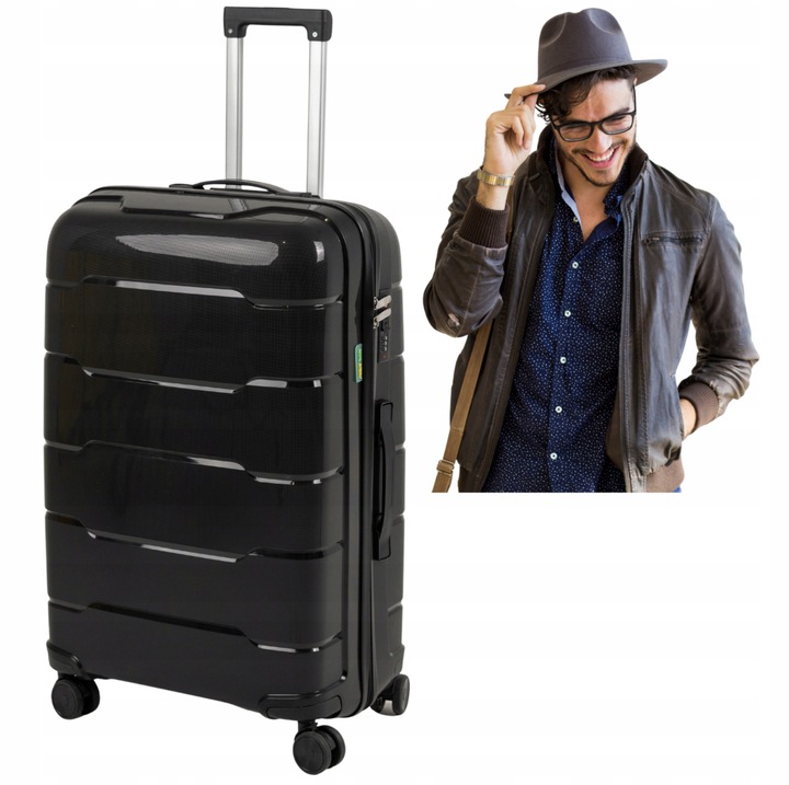 Valiza mare neagra din polipropilena cu roti 6910 L