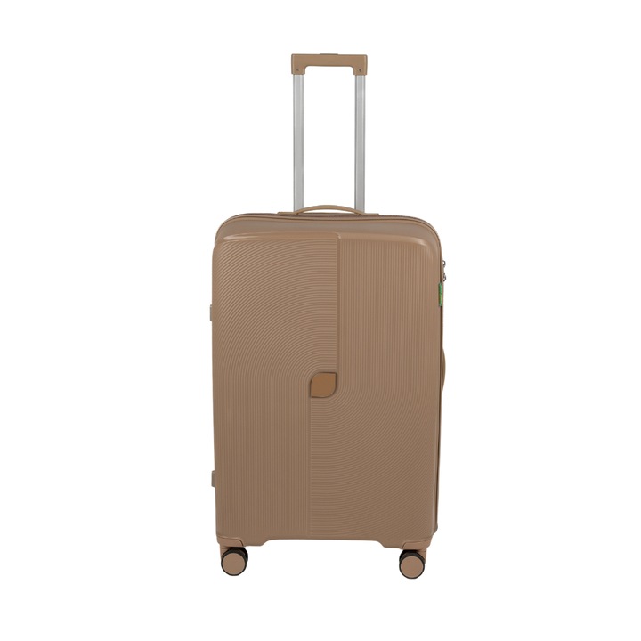 Valiza de calatorie mare, bej, din polipropilena, pe roti 7918 L