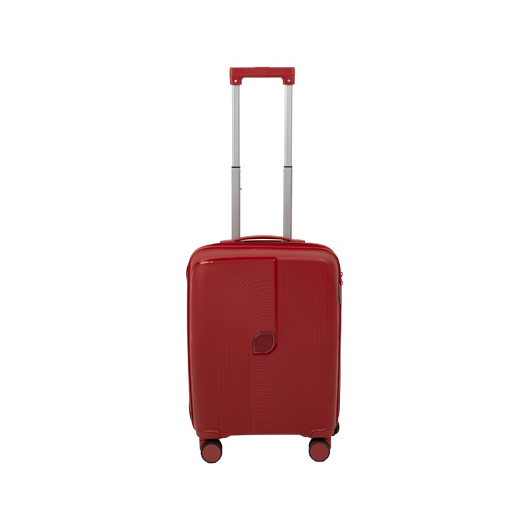Valiza de calatorie mica de cabina rosie din polipropilena cu roti 7918 S