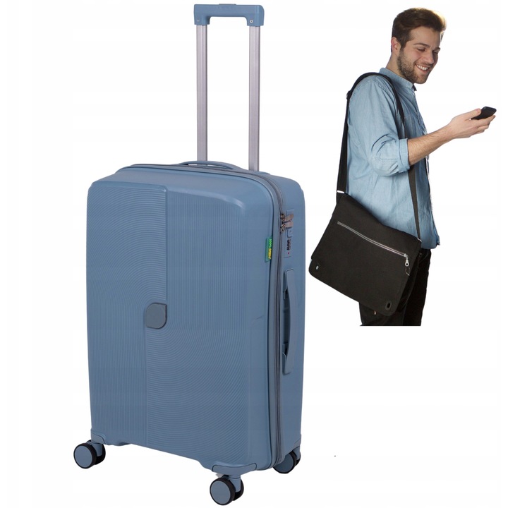 Troler mediu de voiaj Wowbag 7918 M 70L albastra spatioasa