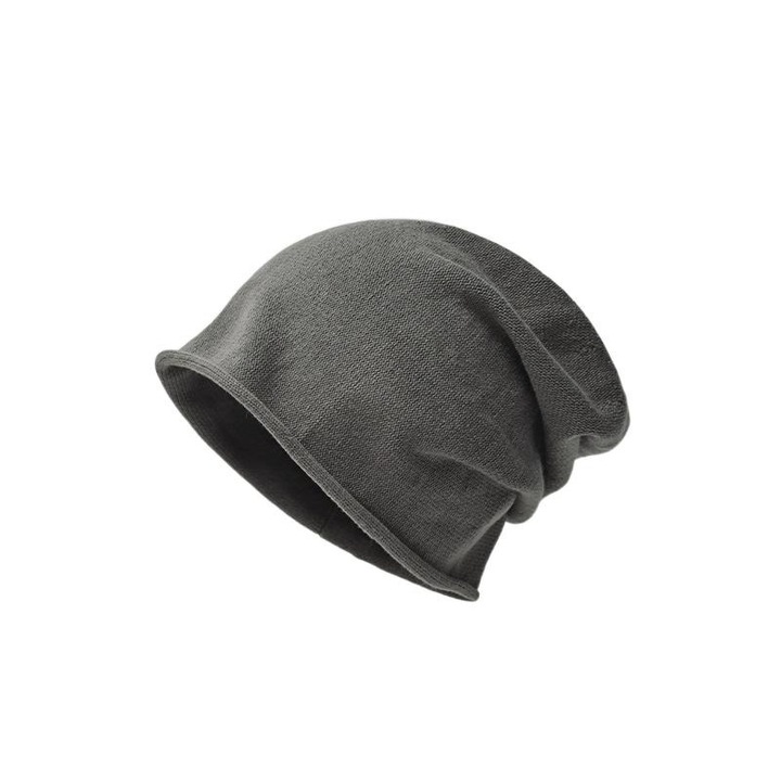 Caciula unisex, gri, 54-60cm, material usor, 100% bumbac