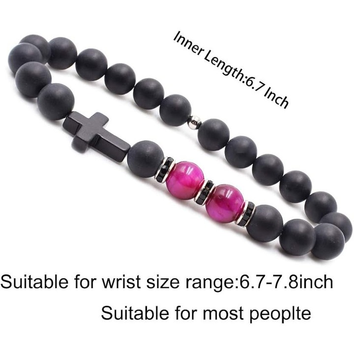 Bratara cu cruce si pietre naturale dama, cadou elegant pentru mame, iubite, ocazii speciale Mame/Iubite/Sotii