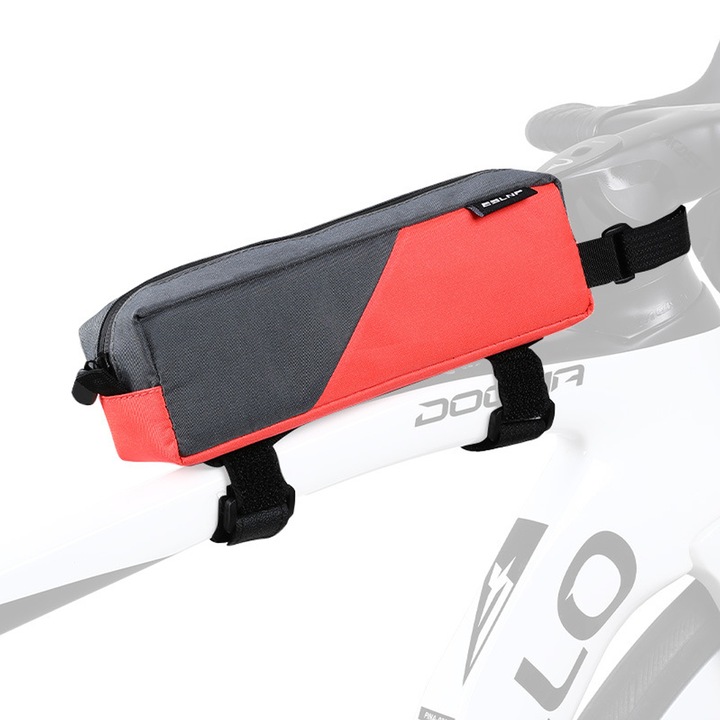 Geanta portbagaj bicicleta, 225x60x50mm, impermeabil, gri si portocaliu, prindere Velcro