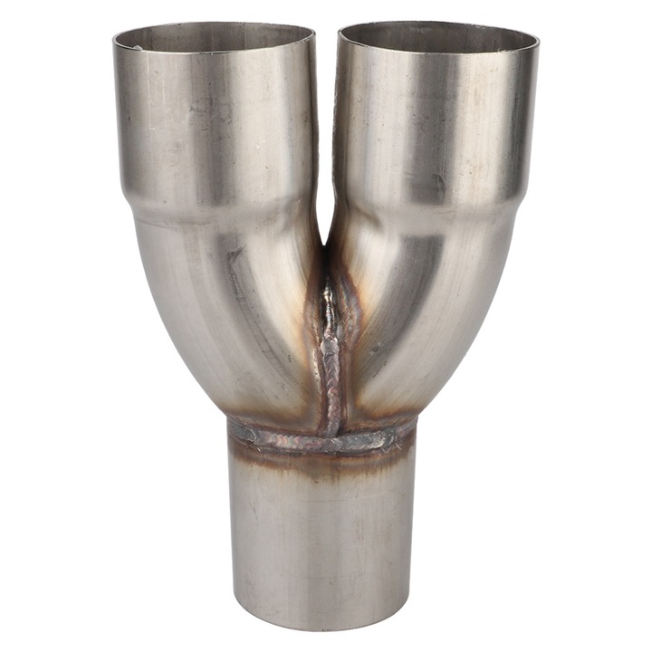 Y-típusú kipufogó adapter, rozsdamentes acél, külső átmérő 2,5 hüvelyk, belső átmérő 2,5 hüvelyk, 1,5 mm vastag, 20 cm hosszú