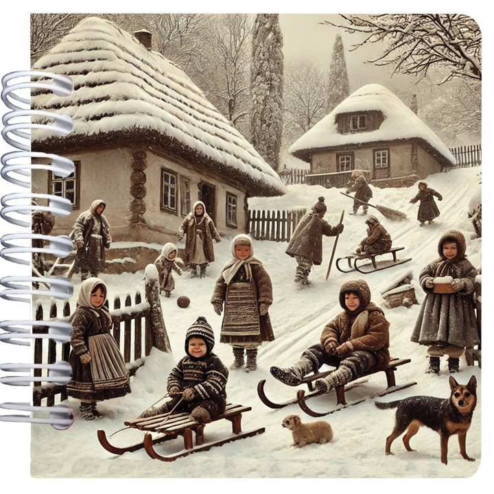 Carnet patrat cu spira 9, 5 x 9.5 cm, 75 foi veline, La sanius in trecut