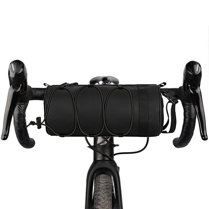 Geanta portbagaj bicicleta, 2.5L, 24x10cm, impermeabila, neagra, cu curea pentru umar