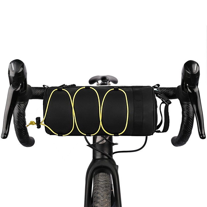 Geanta portbagaj bicicleta, 2.5L, 24x10cm, impermeabila, galbena, cu curea de umar