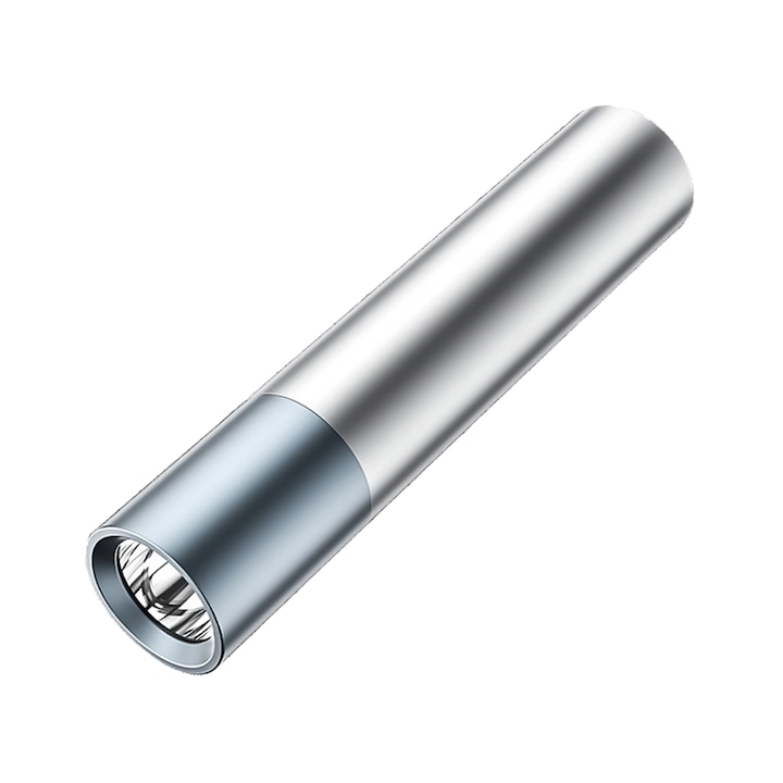 Мини LED фенерче, 3 режима на светене, 1800 mAh, сребристо, 12.5x2.7x2.7cm, комплект аксесоари за къмпинг