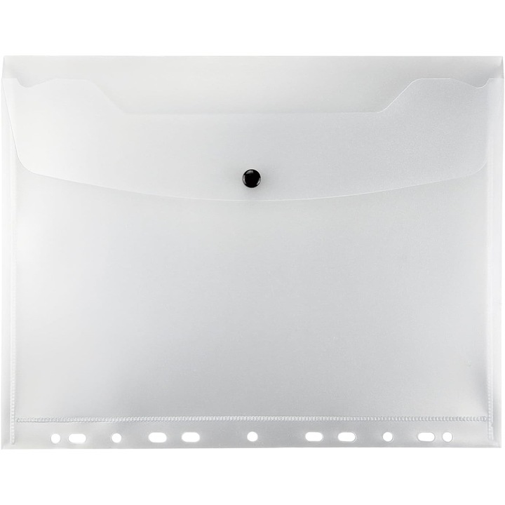 Mapa Plic Protectie Documente, Netuno, A4, PVC, Inchidere Cu Capsa, Alb transparent