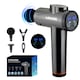 Aparat pentru Masaj Profesional Tip Pistol HARMONIQ®, Pistol masaj cu 99 Viteze, 4 Capete, 3300 Percutii/Minut, Aparat de masaj silentios, Sistem Racire, 2500mAh, Design Ergonomic, Amplitudine 12mm, Aparat de Masaj Muscular, Relaxare, Ecran Touch, Gri