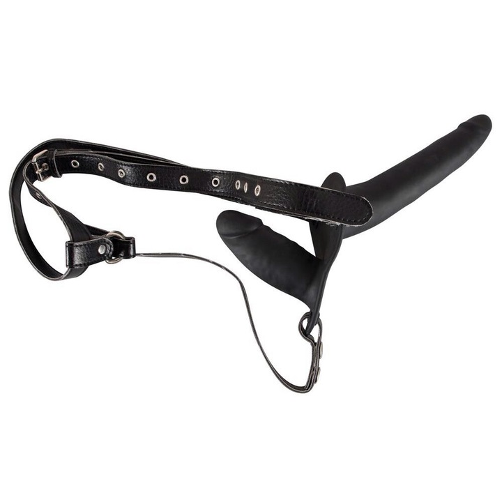 Strap On, You2Toys Curea dubla pe silicon negru