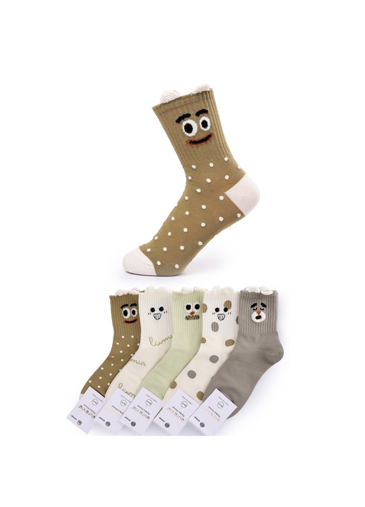 Комплект дамски чорапи, Aura.via, памук, многоцветен, Многоцветен