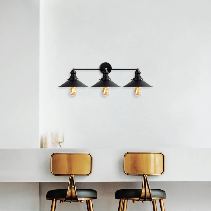 Kúpos fali lámpa 12185 Fekete / Sárgaréz