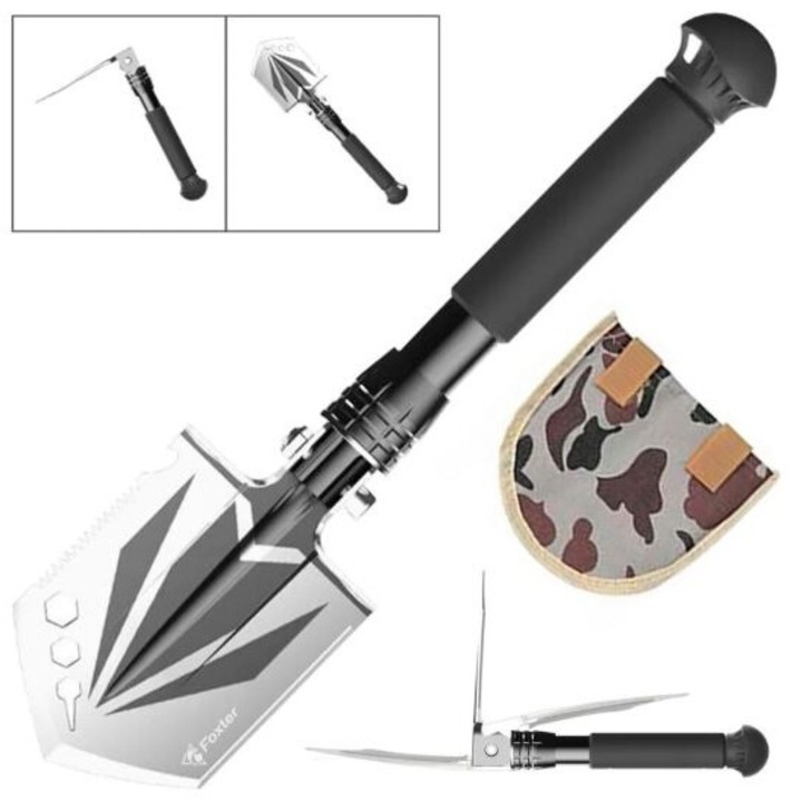 Сгъваема лопата от неръждаема стомана, многофункционална, 37CM