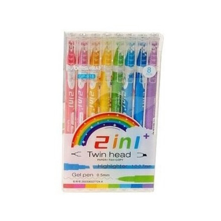 ADAR 8 színű kétoldalas filctoll készlet, műanyag