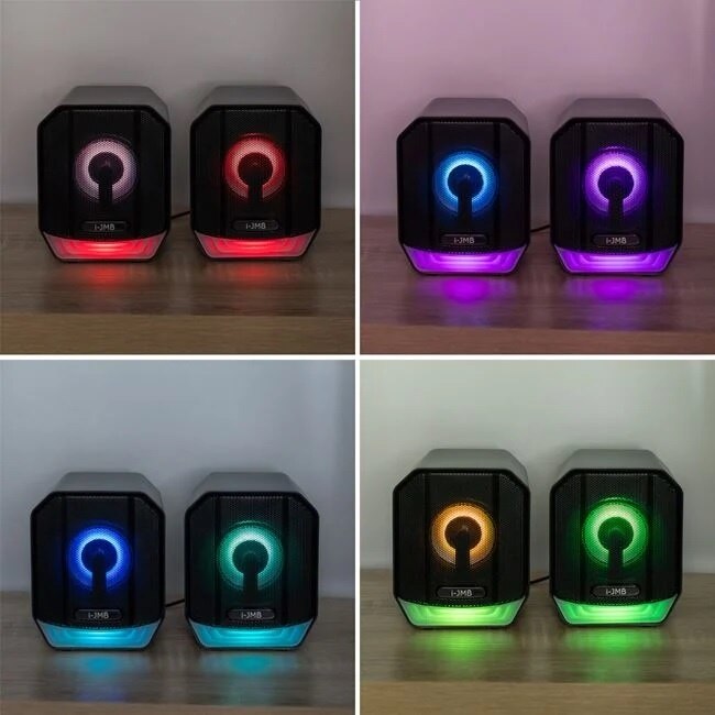 Boxe Gaming 6W, USB si RGB, Lumini LED, 1.2m, negru - eMAG.ro