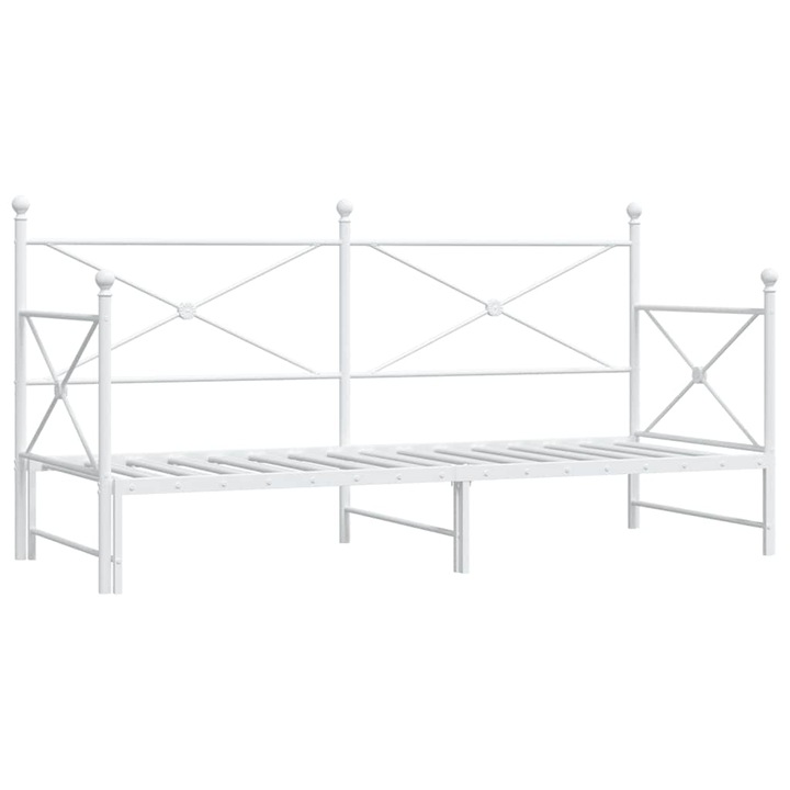 VidaXL Daybed with Trundle without Mattress White 90x190 cm acél 24.1 kg