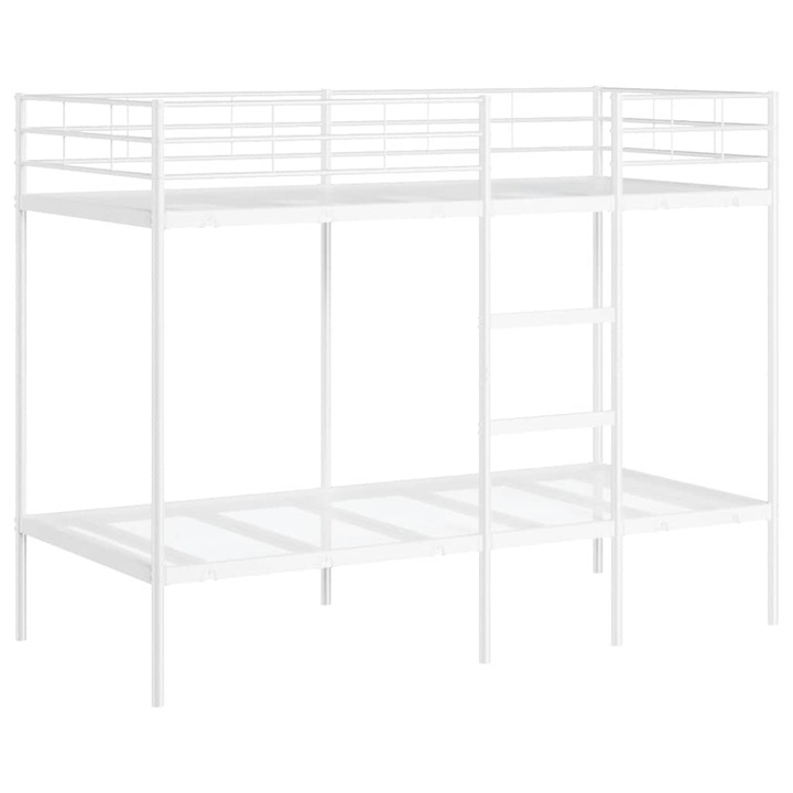 Pat supraetajat fara saltea vidaXL, alb, 90x190 cm, otel, 26.8 Kg 42000328