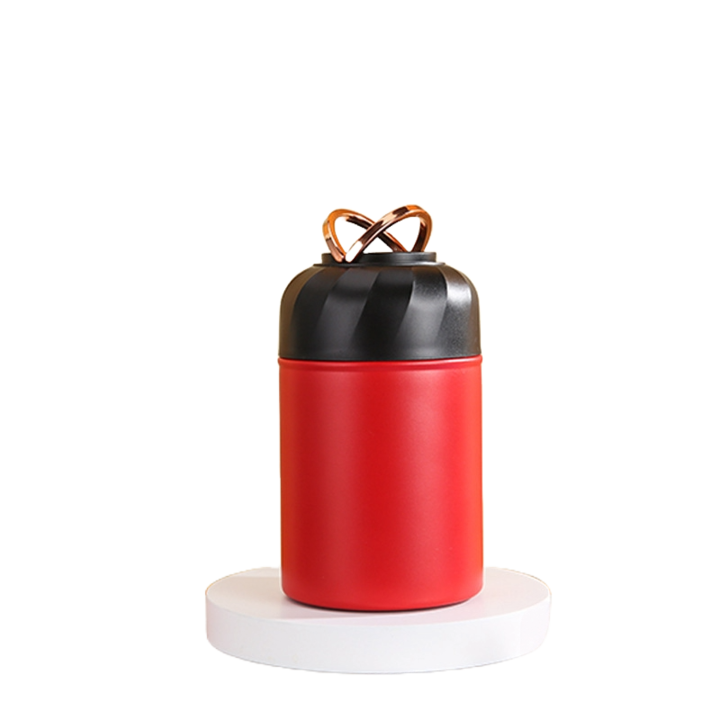 Termos alimente, Otel inoxidabil, 600 ml, Lingura pliabila, Izolare termica, Etans, Rosu