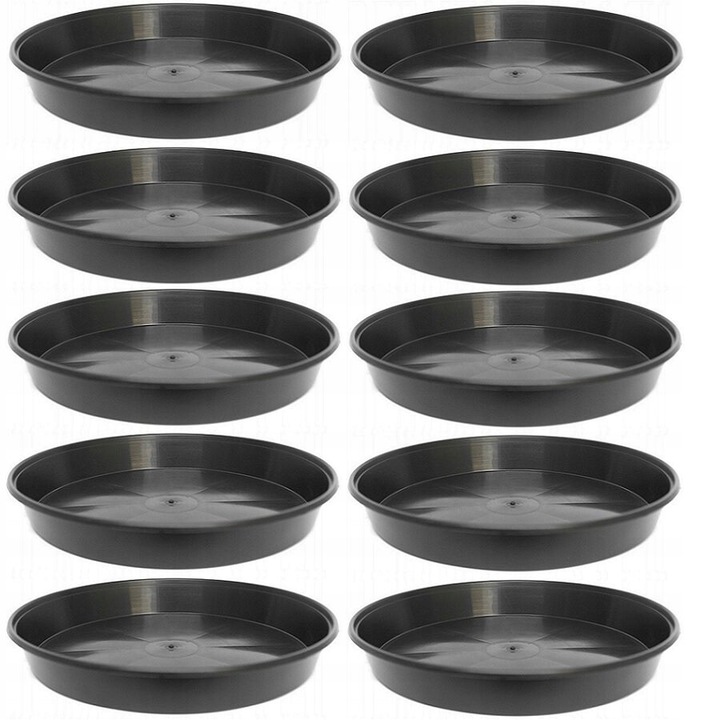 Set 10 suporturi pentru ghivece, DonKwiat, plastic reciclat, diametru 18cm, culoare neagra