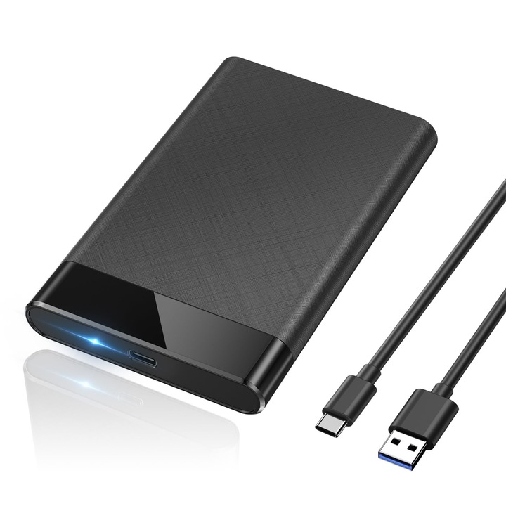 Külső merevlemez-ház, 2,5", 6 Gbps USB C 3.1 Gen 2 – SATA III Szerszámmentes külső merevlemez-ház 7 mm/9,5 mm-es 2,5 hüvelykes HDD SSD-hez UASP-vel, kompatibilis a WD Toshiba Samsung PS4 Xbox, Vaxiuja, fekete