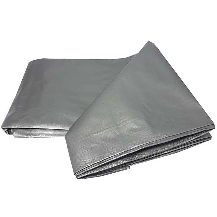 Брезент, Устойчив на влага и студ, 4x8 м, 120 г, Сребрист