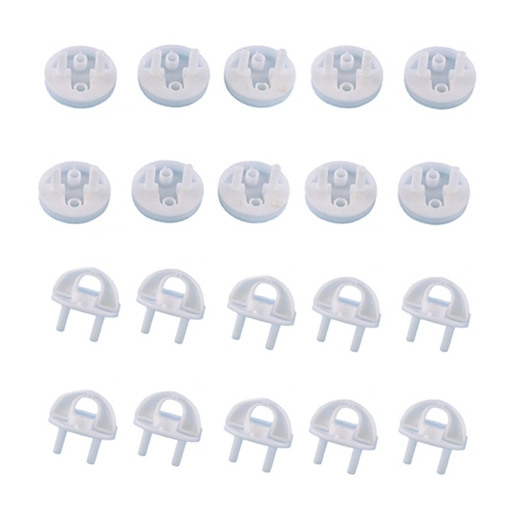 Set 20 protectii pentru prize, Momcbebe, ABS, alb, 35x35x32mm