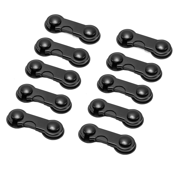 Защитни предпазители за врати Momcbebe, За деца, 95x35x15 мм, Черни, Комплект от 10