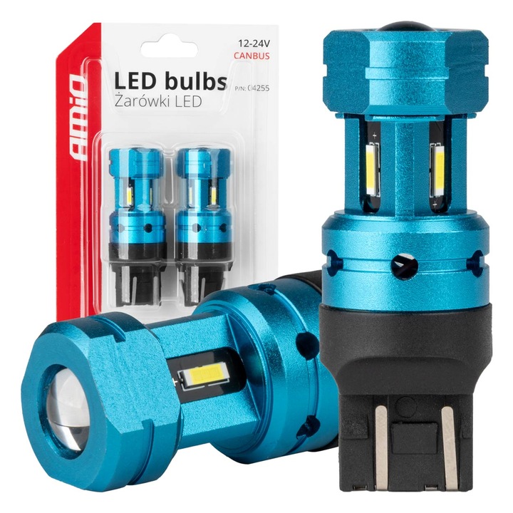 Комплект 2 LED крушки Canbus 12-24V T20 W21/5W 4smd бяла светлина