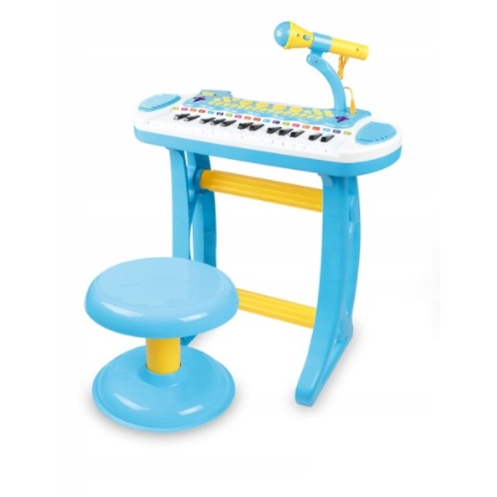 Orga interactiva cu 31 de clape, stativ, microfon si scaunel Blue