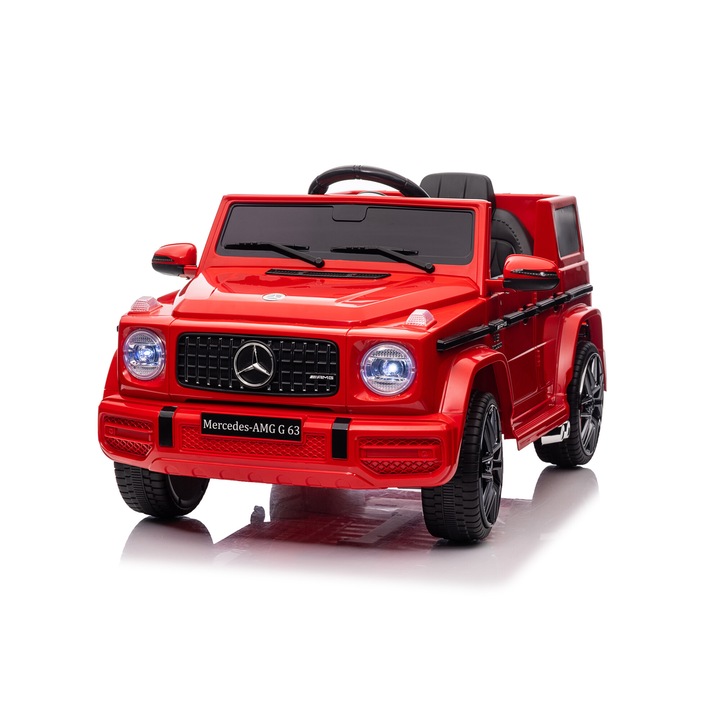 Masinuta electrica cu telecomanda, Mercedes-Benz AMG G63, roti EVA, scaun piele ecologica, Rosu