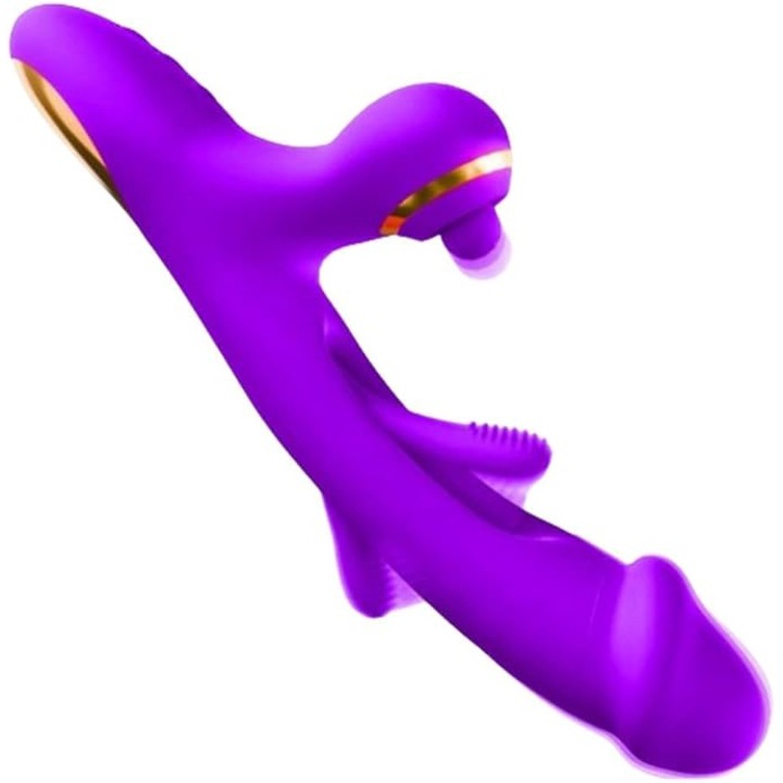 3 az 1-ben vibrátor, 7 vibrációs mód és 7 érintési mód, szilikon, vízálló, 250 mm, lila