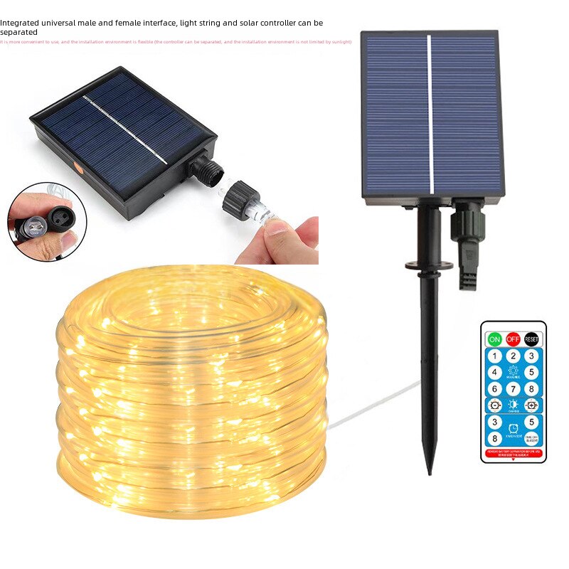 Sistem iluminare solar LED, Cozevdnt, 7m, 50 lumini - eMAG.ro