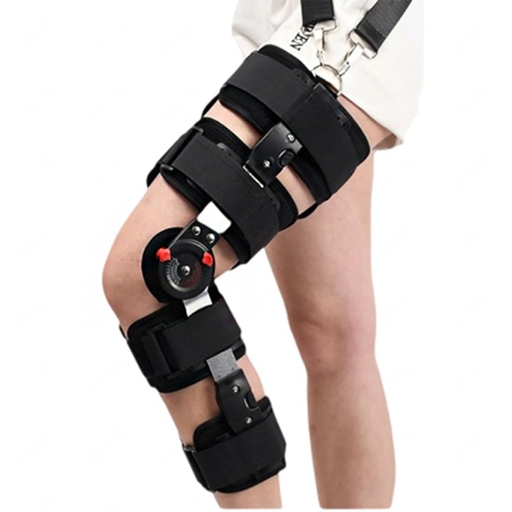 Orteza genunchi, WALALLA, suport din aluminiu, ajustare unghi 10-120, protectie ligamentara, universal, negru mat